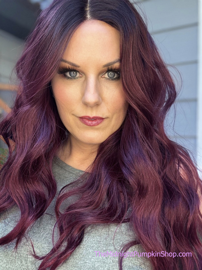 reddish brown long wavy wig