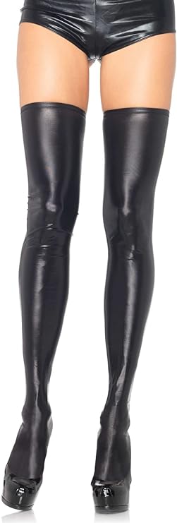 wet look thigh high faux leather