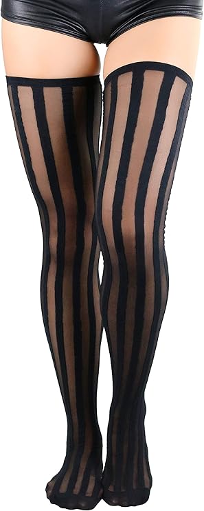 stripe thigh high stockings